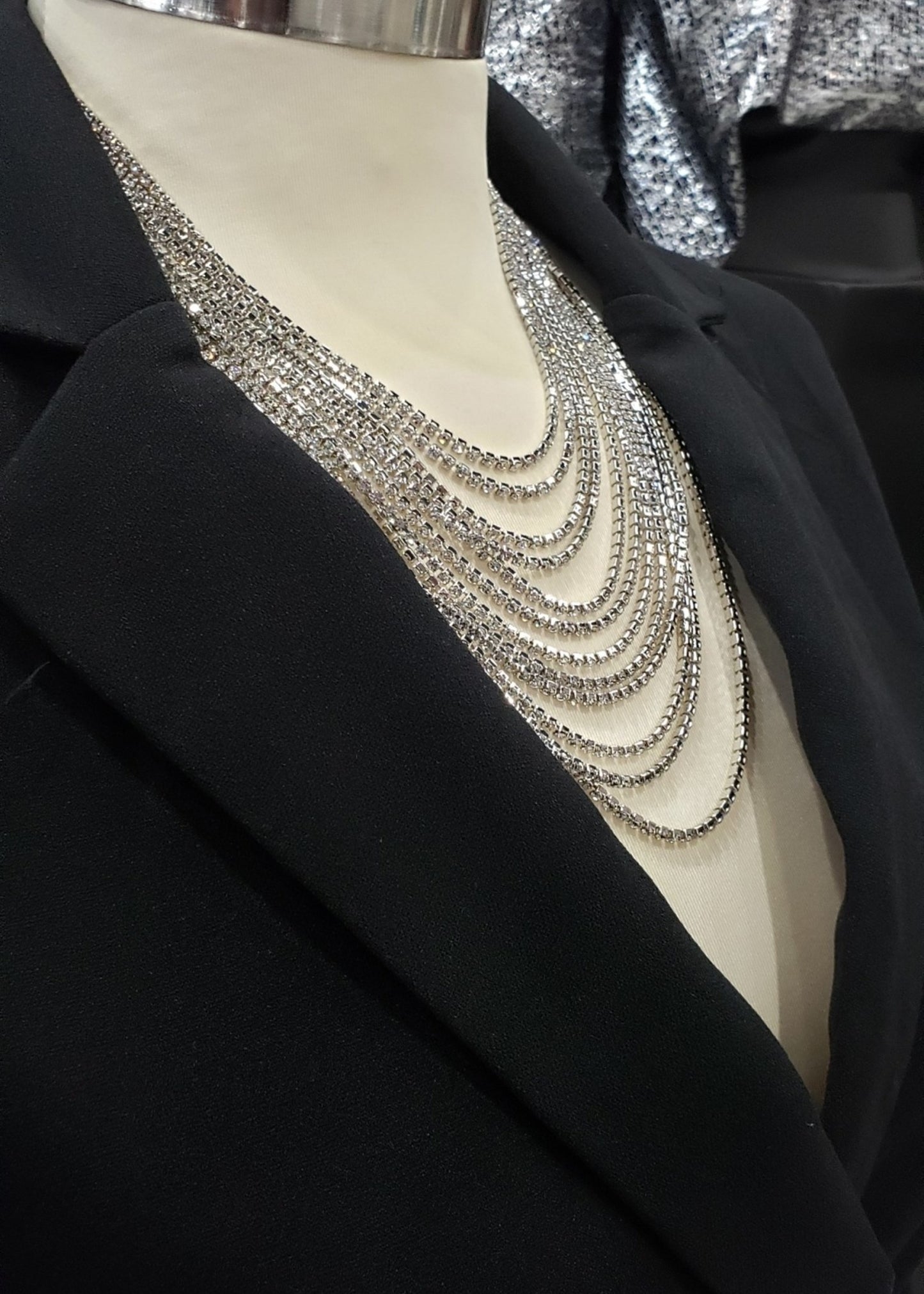 Head Turner Layered Rhinestone Necklace